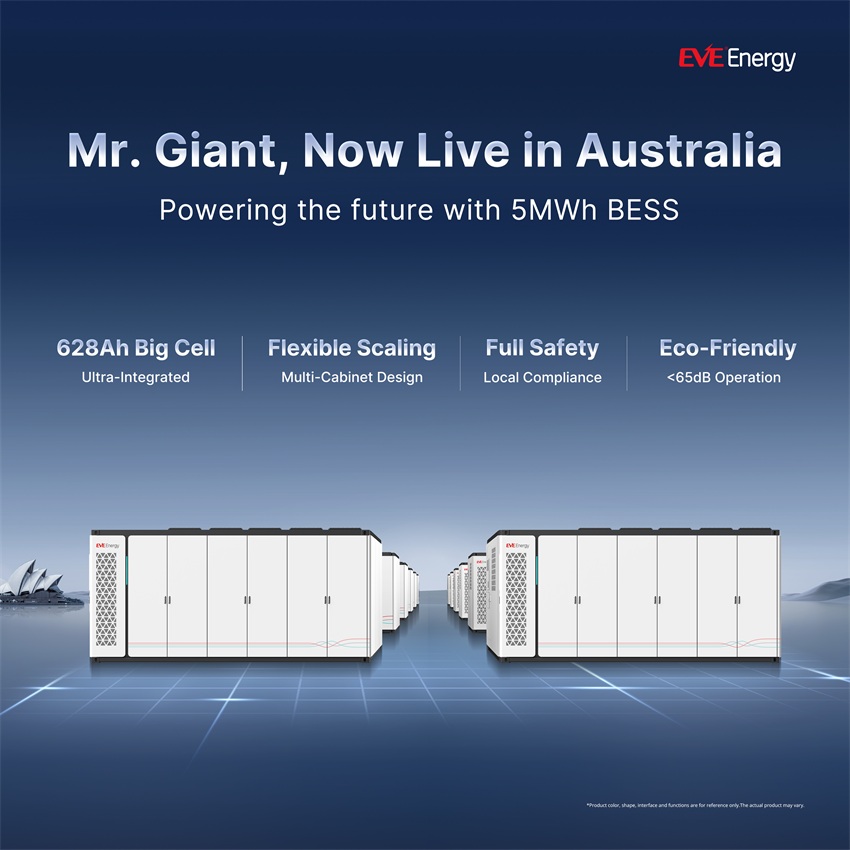EVE Energy Deploys Mr. Giant Storage System in Australia