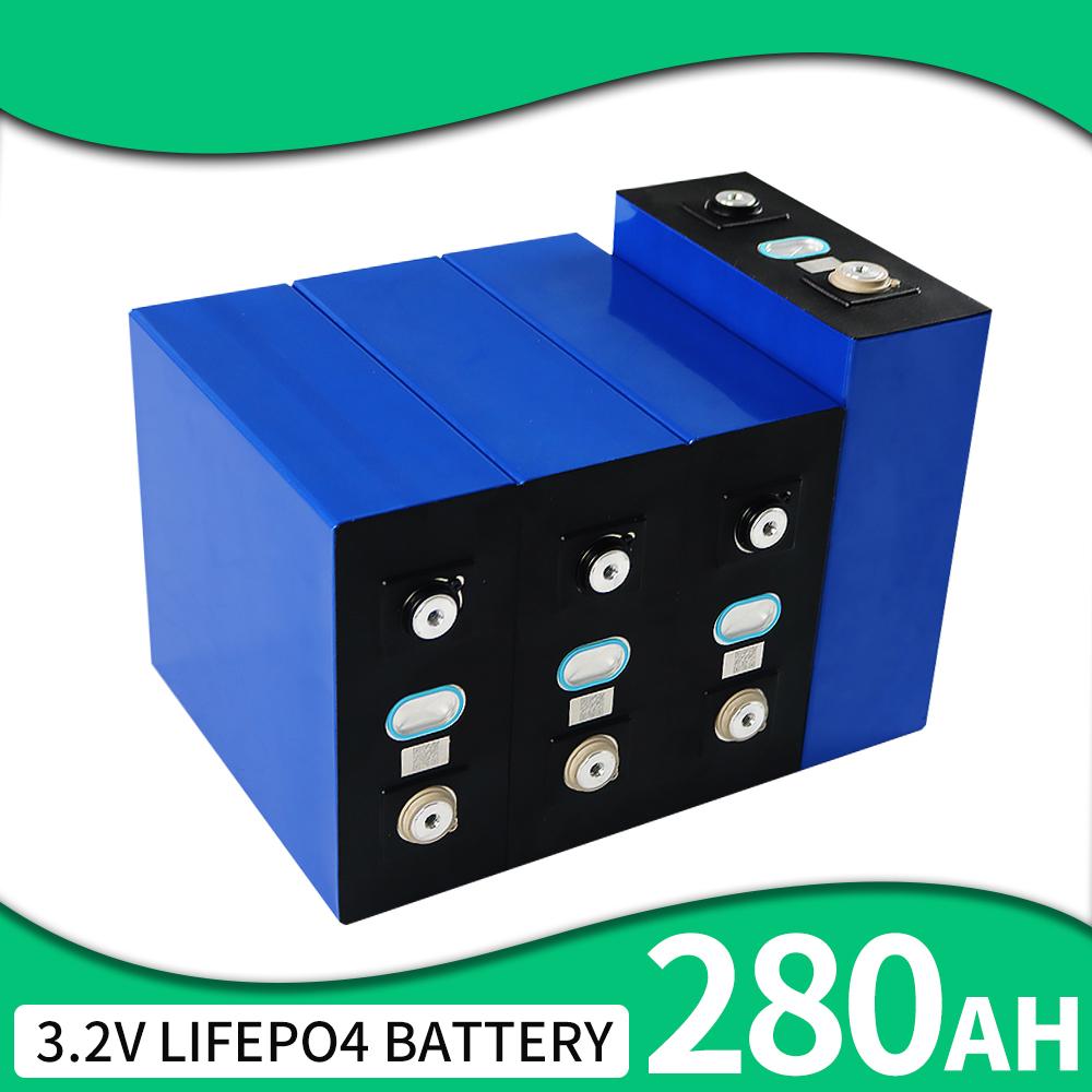 3.2V 280AH Lifepo4 Battery 4PCS Grade A High Capacity Lithium Iron Phosphate Cell 12V 24V 36V 48V for