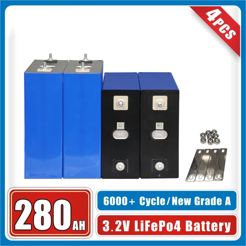 Grade A 3.2V 280Ah 4PCS Lifepo4 Battery DIY 12V 24V 48V Rechargeable Battery Pack