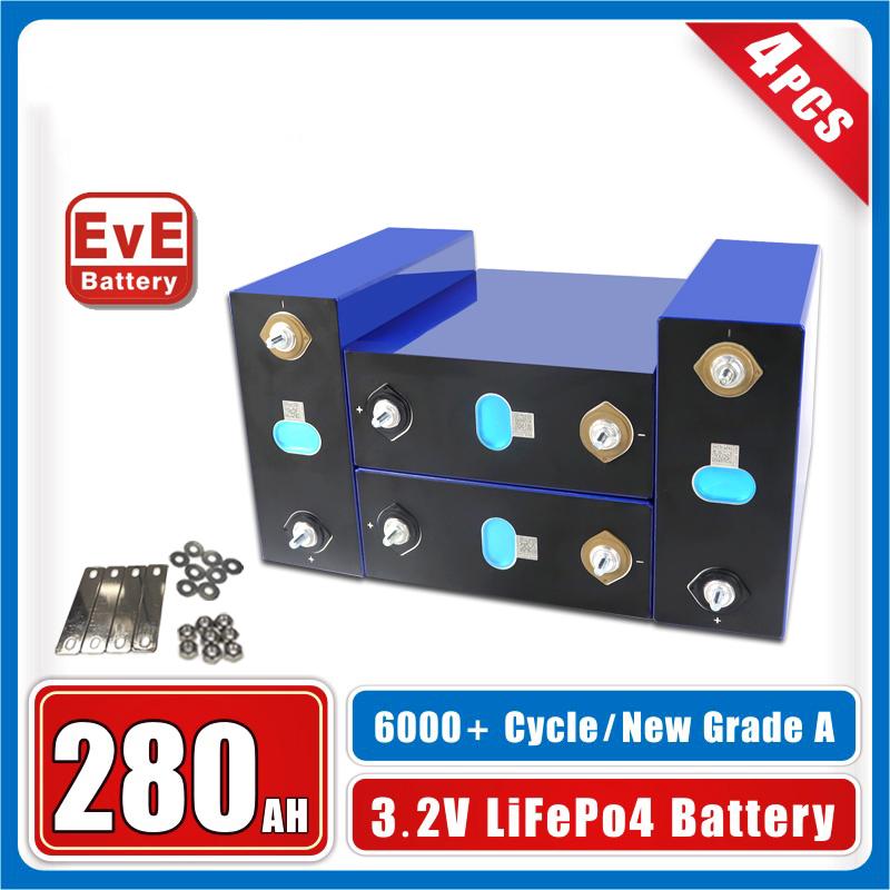3.2V Brand New Lifepo4 Battery 280AH 4PCS Rechargeable Battery Pack 12V 24V 48V DIY Batteries For Boa