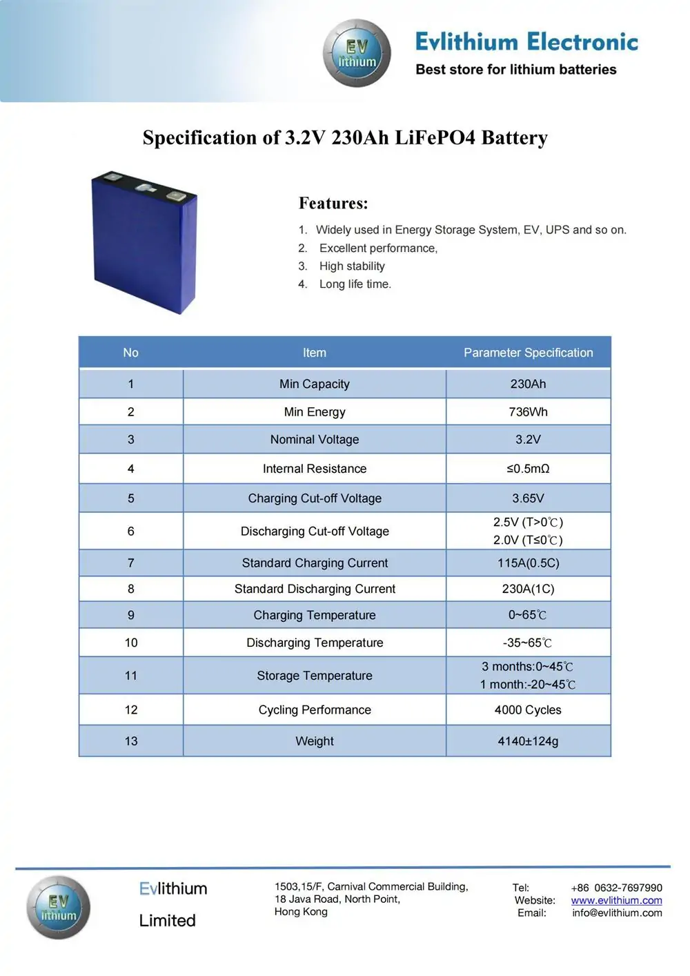 3.2v 230ah lifepo4 battery