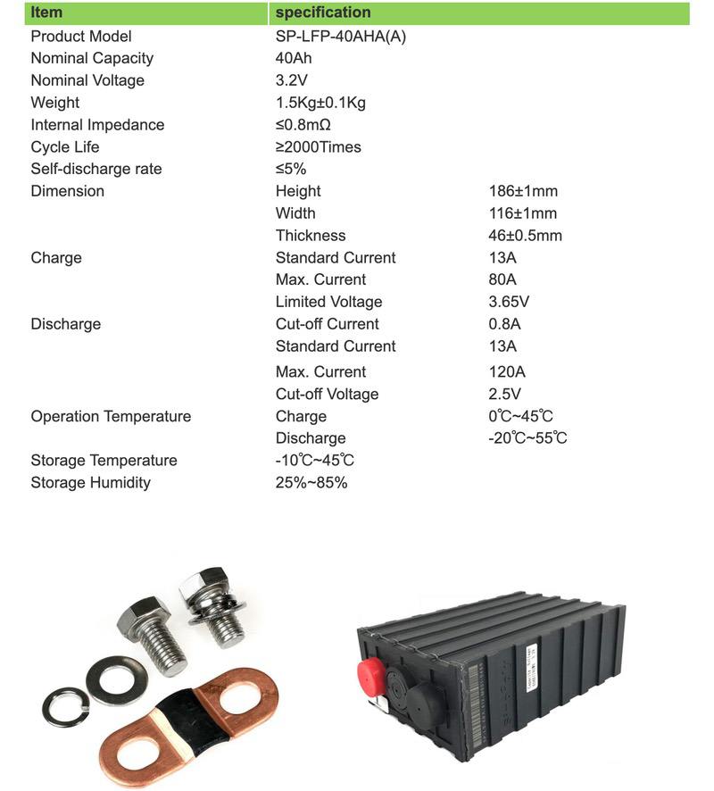 Specification-3.2V 40Ah