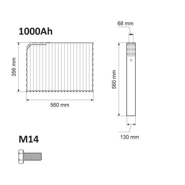 winston 1000ah battery size